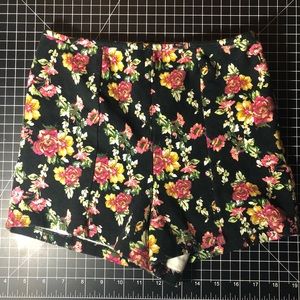 F21 XS Black High Waist Floral Shorts